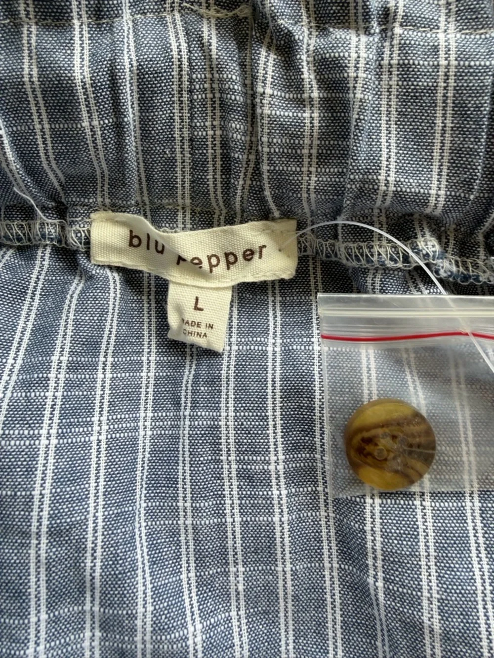 Blu Pepper Blue and White Striped A-Line Button-Front Skirt with Tan Belt - Picture 3 of 3